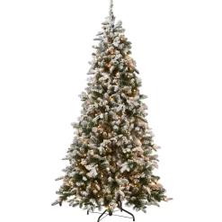 Best National Tree Company 6.5 ft. Pre-Lit Snowy Everest Fir Medium Tree with Clear Lights