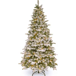 Best National Tree Company 6.5 ft. Pre-Lit Snowy Everest Fir Medium Tree with Clear Lights