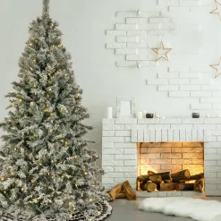 Hot National Tree Company 7.5 ft. Pre-Lit Snowy Harwich Tree with PowerConnect Warm White LED Lights