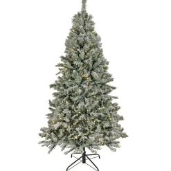 Sale National Tree Company 9 ft. Pre-Lit Snowy Harwich Hinged Tree with PowerConnect Warm White LED Lights