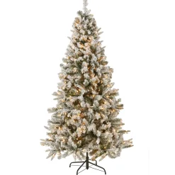 Clearance National Tree Company 6.5 ft. Pre-Lit Snowy Mixed Pine Tree with Clear Lights