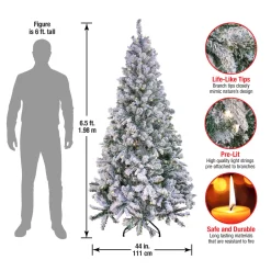 Clearance National Tree Company 6.5 ft. Pre-Lit Snowy Mixed Pine Tree with Clear Lights