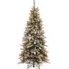 Clearance National Tree Company 7.5 ft. Pre-Lit Snowy Mountain Pine Slim Tree with Clear Lights