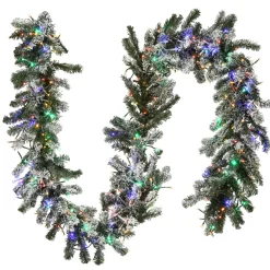 New National Tree Company 9 ft. Pre-Lit Snowy Sheffield Spruce Garland with LED Lights