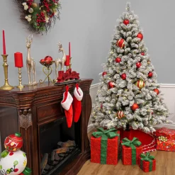 Discount National Tree Company 7.5 ft. Pre-Lit Snowy Silver Hill Pine Tree with LED Lights