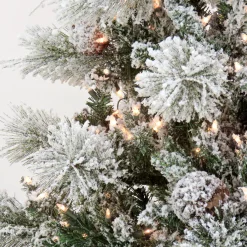 Outlet National Tree Company 6.5 ft. Pre-Lit Snowy Yorkshire Tree with Clear Incandescent Lights
