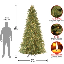 National Tree Company 9 ft. Pre-Lit Tiffany Fir Slim Tree with Clear Lights - PE Branch Tips