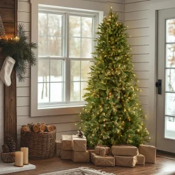 National Tree Company 7.5 ft. Pre-Lit Tiffany Fir Slim Tree with Clear Lights