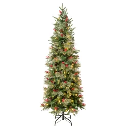 Hot National Tree Company 6 ft. Pre-Lit Virginia Pine Mixed Slim Tree with Warm White LED Lights