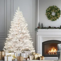 Clearance National Tree Company 6.5 ft. Pre-Lit Winchester Pine White Tree with Clear Lights