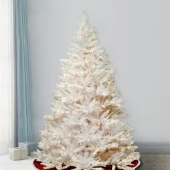 Best National Tree Company 7.5 ft. Pre-Lit Winchester Pine White Tree with Clear Lights and Silver Glitter
