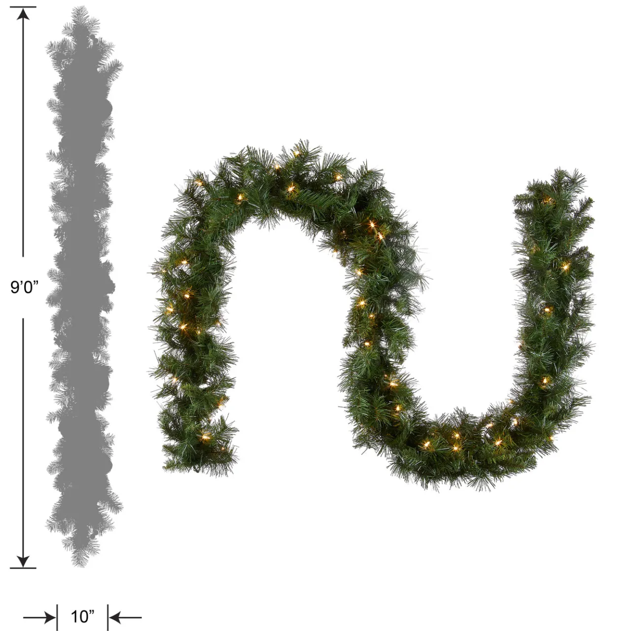 Online National Tree Company 9 ft. Pre-Lit Winchester Pine Garland with Clear Lights