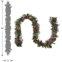 Hot National Tree Company 9 ft. Pre-Lit Wintry Berry Garland with Clear Lights, Plug-In