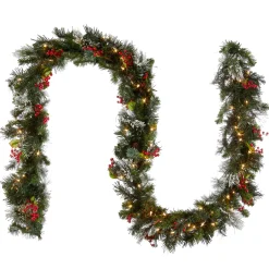 Clearance National Tree Company 9 ft. Pre-Lit Wintry Pine Garland with Clear Lights, Plug-In