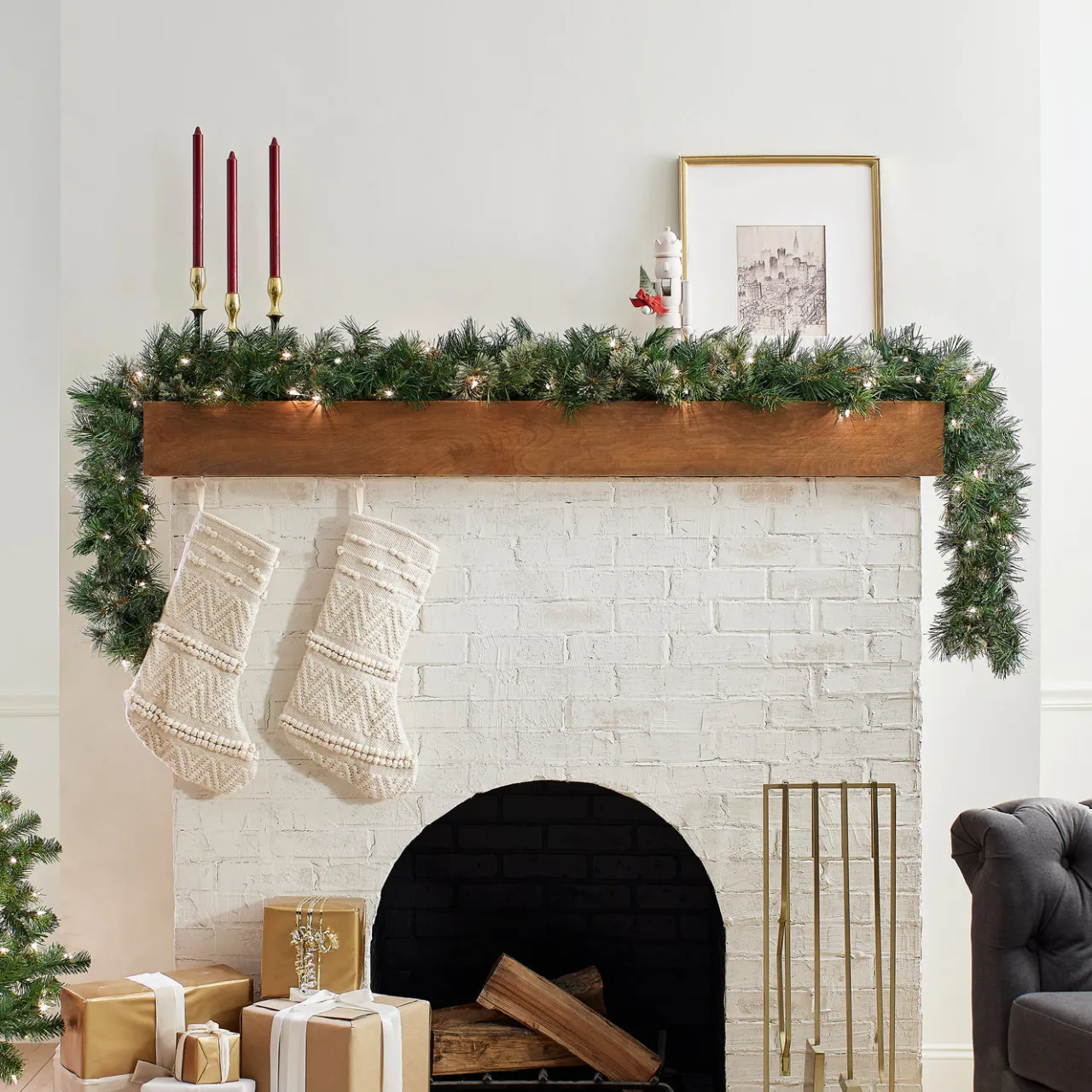Outlet National Tree Company 9 ft. Pre-Lit Wispy Willow Garland with Clear Lights