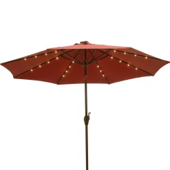 Sale National Tree Company 9 ft. Red Umbrella with Solar Power LED Lights