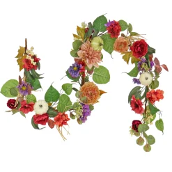 Best National Tree Company 6 ft. Serenity Mixed Flower and Pumpkins Fall Garland