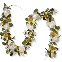 Sale National Tree Company 6 ft. Spring Garland with Roses, Lilies, Berry Clusters, Leafy Greens