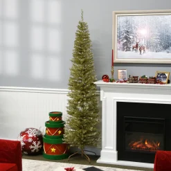 Discount National Tree Company 7 ft. Tinsel Collection Champagne Gold Tree