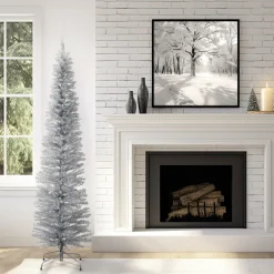 Outlet National Tree Company 6 ft. Tinsel Collection Silver Tree