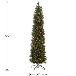 Best National Tree Company 12 ft.Pre-Lit Carolina Pine Slim Tree with Clear Lights