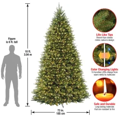 Hot National Tree Company 10 ft.Pre-Lit Dunhill Fir Tree with PowerConnect Dual Color LED Lights