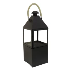 Online National Tree Company 29 in. Matte Black Finish Enclosed Glass Outdoor Lantern Candleholder