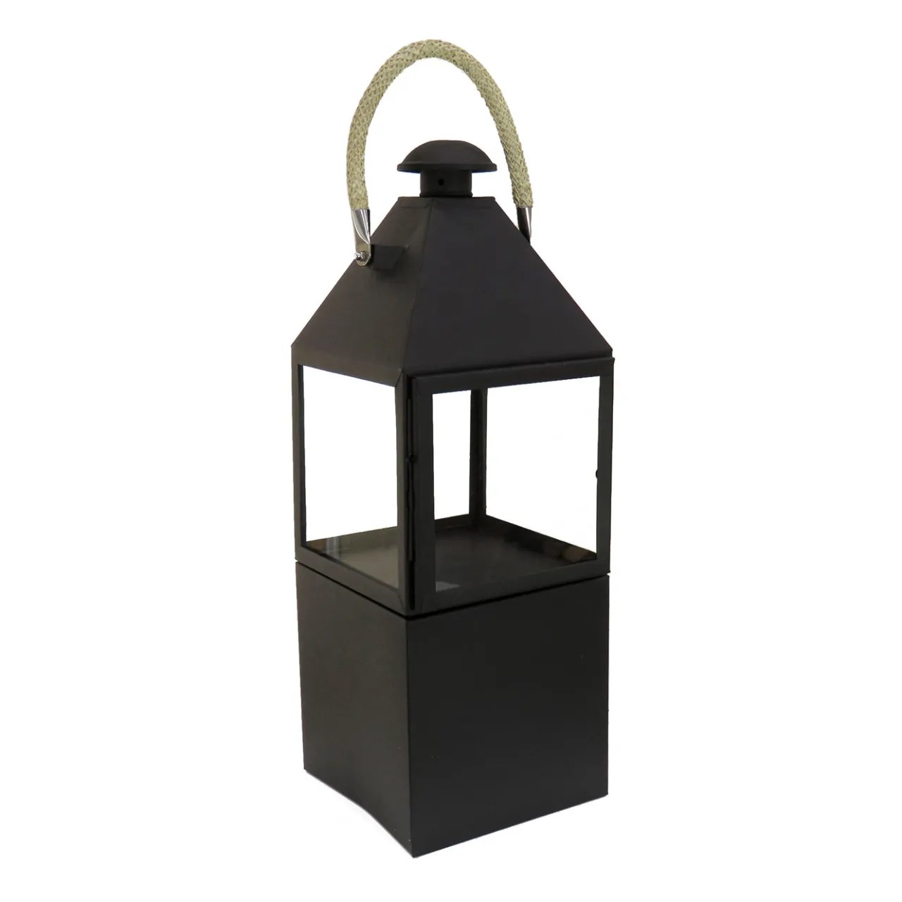 Online National Tree Company 29 in. Matte Black Finish Enclosed Glass Outdoor Lantern Candleholder