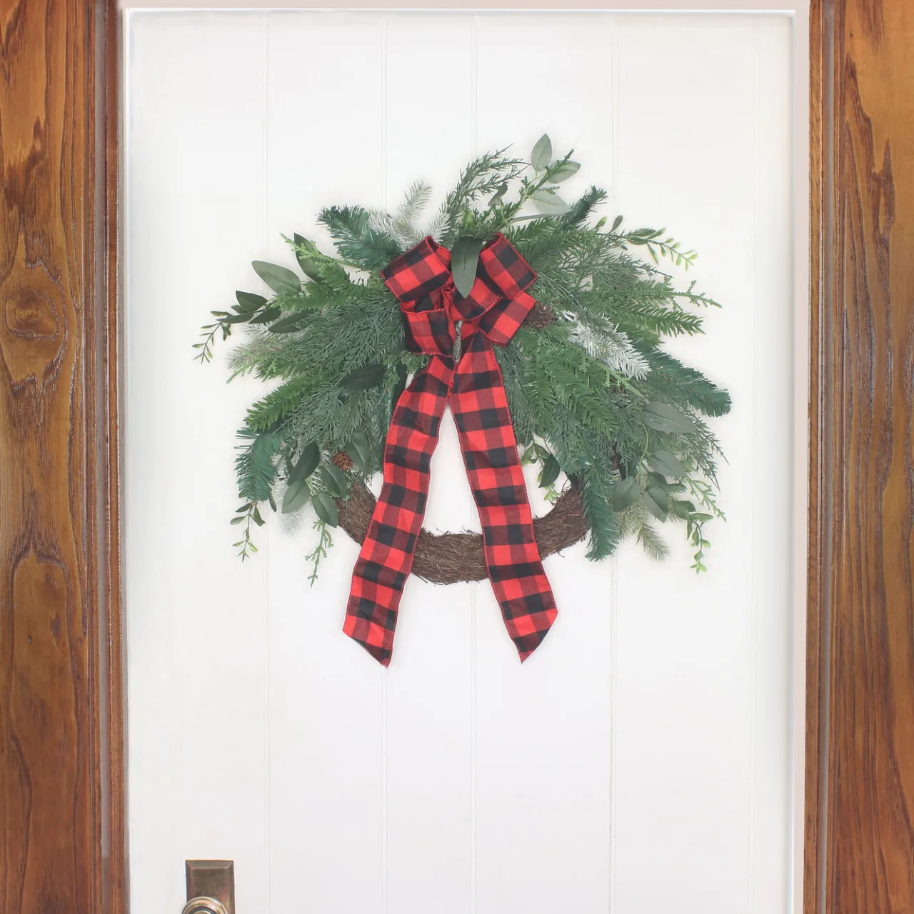 Hot National Tree Company 22 in. Mixed Pine and Bow Decorated Wreath