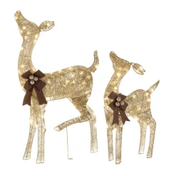 Discount National Tree Company 38 in. and 28 in. Pre-Lit Fawn with Doe Decoration