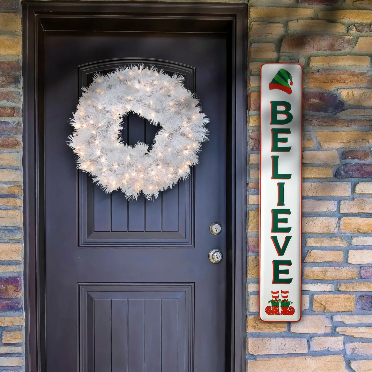Hot National Tree Company 47 in. Believe Vertical Holiday Wall Sign