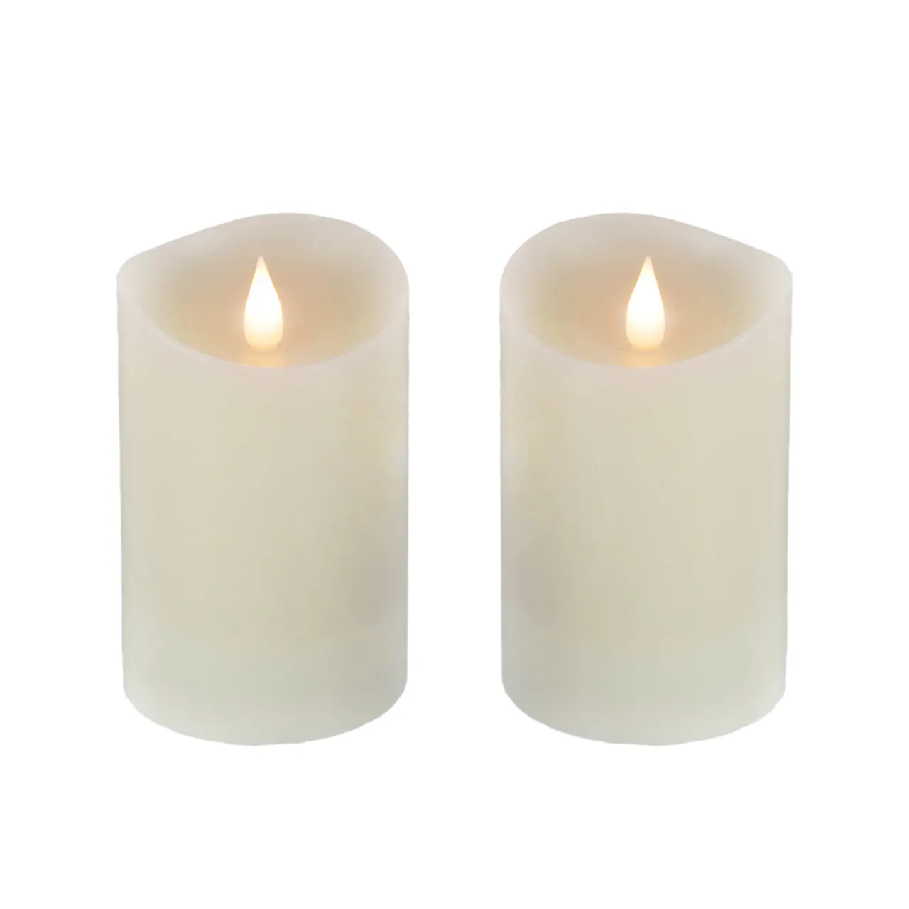 National Tree Company 2 in. by 5 in. HGTV Home Collection Flameless Heritage Pillar Candle Pair, Ivory