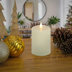 Online National Tree Company 4 in. by 8 in. HGTV Home Collection Flameless Georgetown Pillar Candle, Ivory