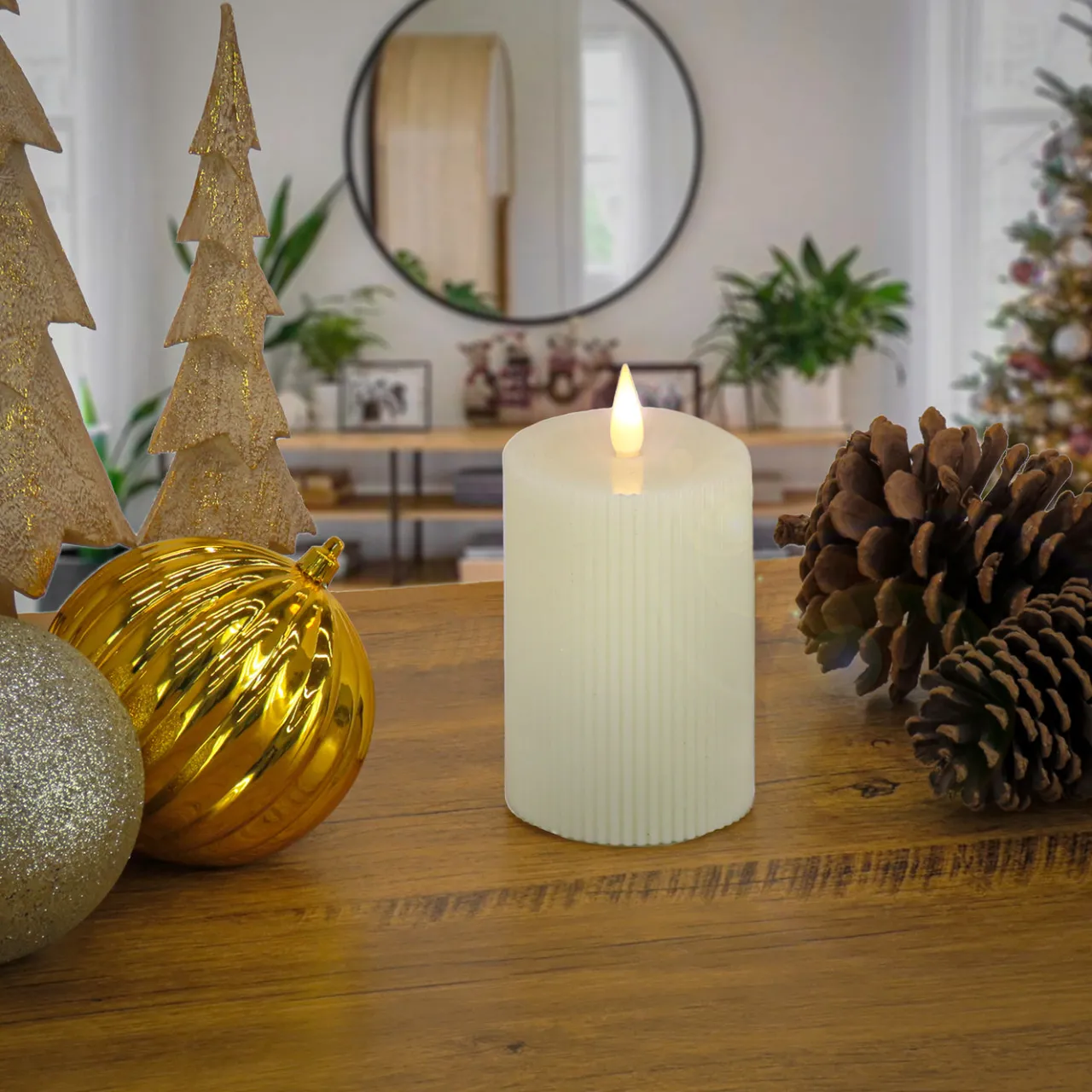 Hot National Tree Company 3 in. by 7 in. HGTV Home Collection Flameless Georgetown Pillar Candle, Ivory