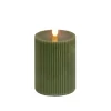 National Tree Company 3 in. by 5 in. HGTV Home Collection Flameless Georgetown Pillar Candle, Dk Green