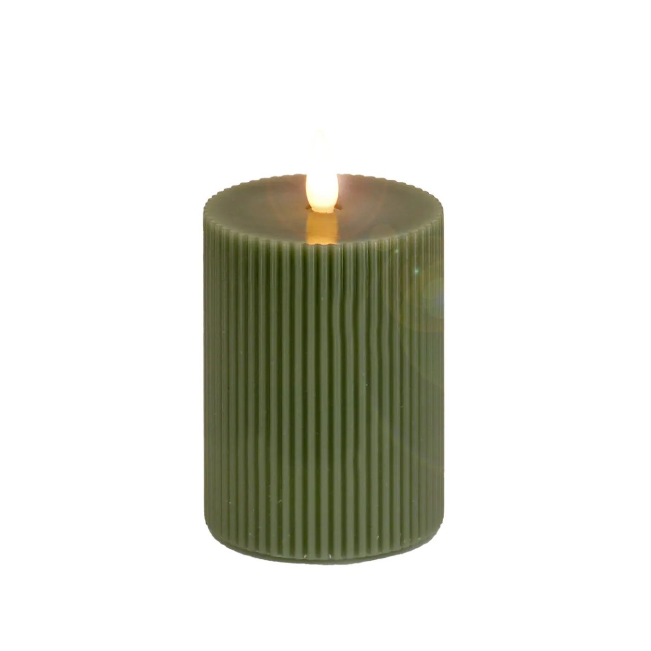 National Tree Company 3 in. by 5 in. HGTV Home Collection Flameless Georgetown Pillar Candle, Dk Green