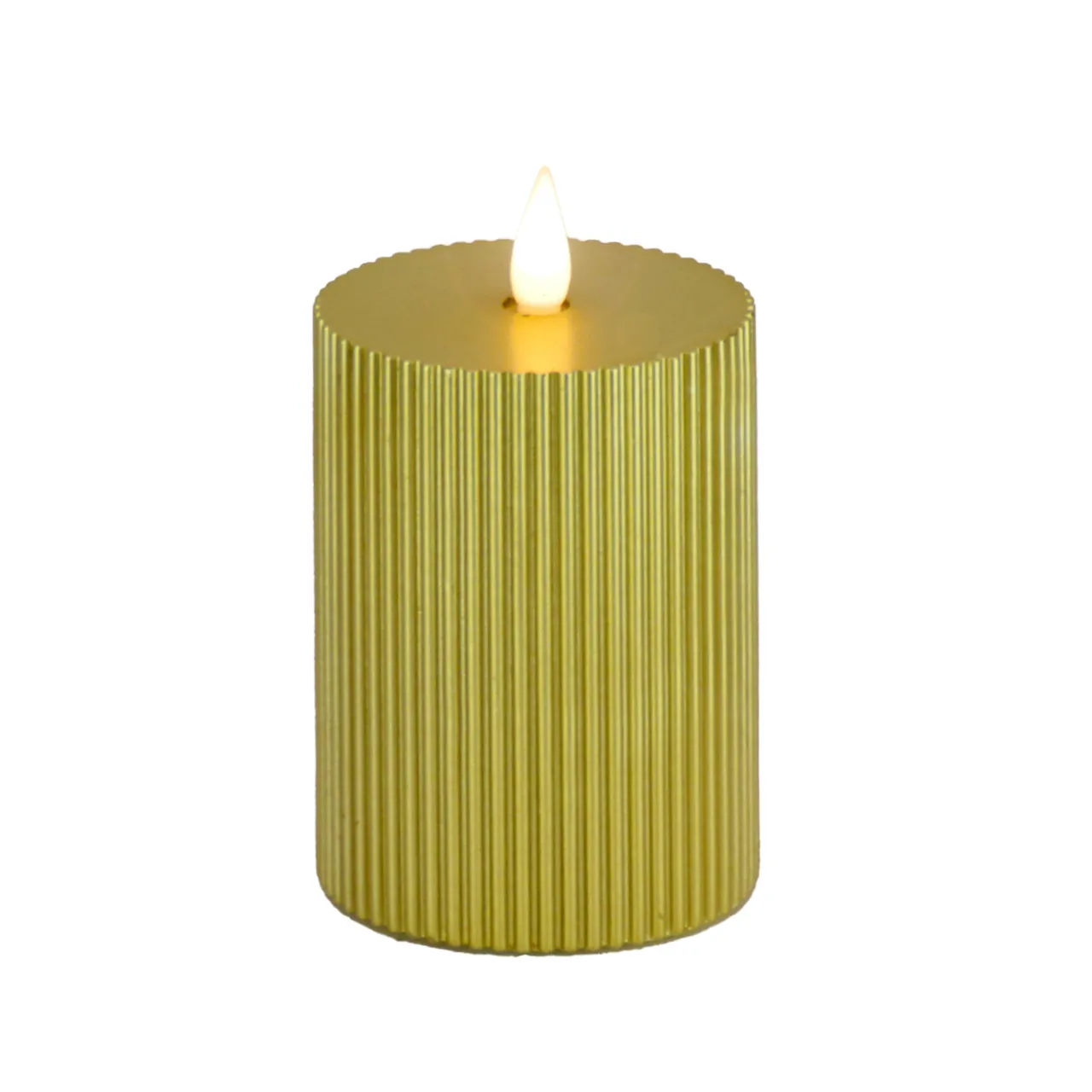 New National Tree Company 3 in. by 5 in. HGTV Home Collection Flameless Georgetown Pillar Candle, Gold