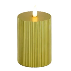 Best National Tree Company 4 in. by 10 in. HGTV Home Collection Flameless Georgetown Pillar Candle, Gold