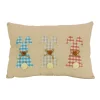 Best National Tree Company 18 in. by 10 in. Plaid Easter Bunnies Decorative Pillow