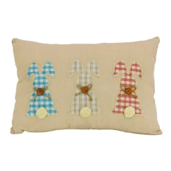 Best National Tree Company 18 in. by 10 in. Plaid Easter Bunnies Decorative Pillow