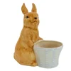 Best National Tree Company 11 in. Ceramic Bunny with Basket Table Decoration