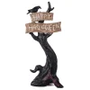 Discount National Tree Company 32 in. Crow Standing on Tree with Happy Halloween Sign Table Decoration