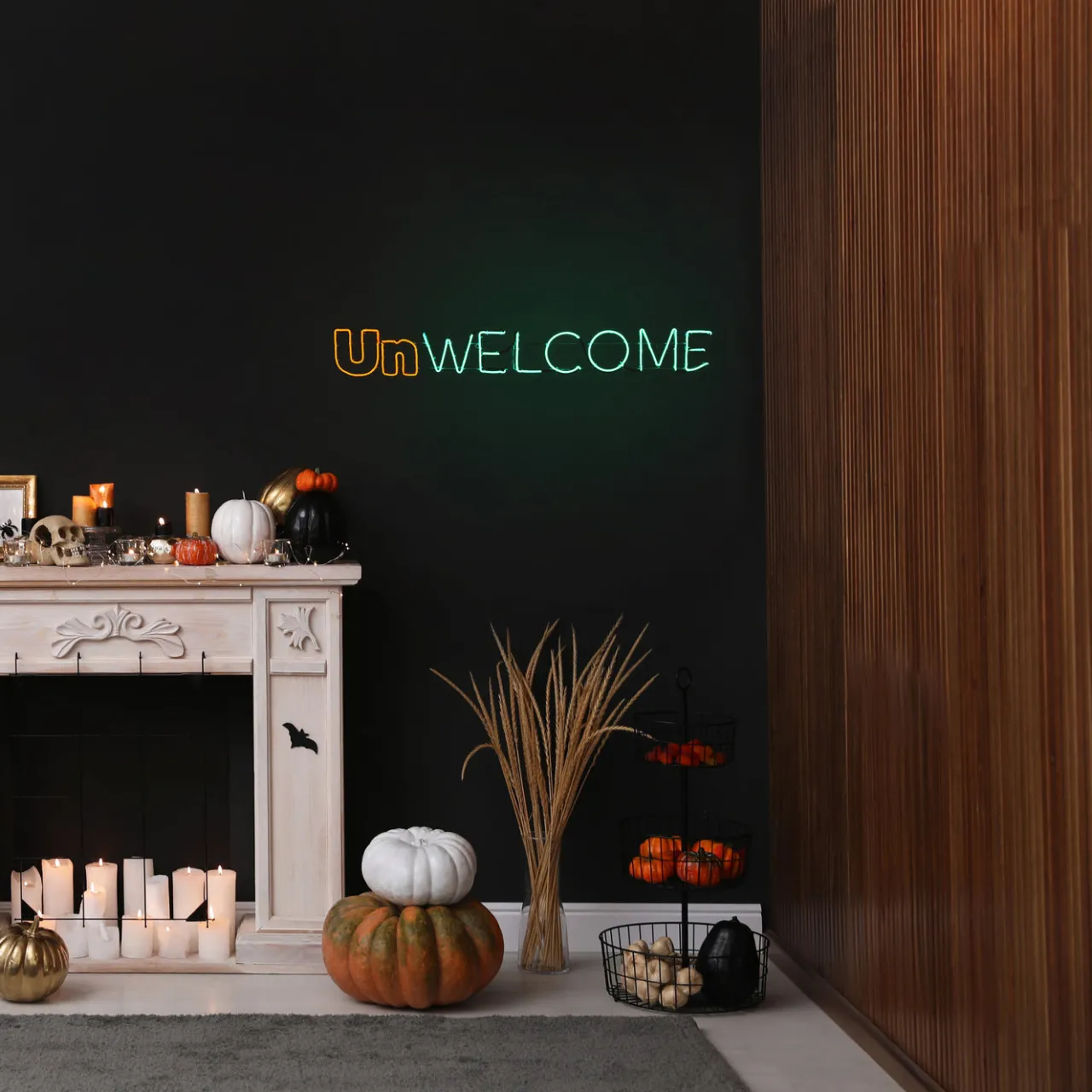 Best National Tree Company 50 in. 2D Neon UnWELCOME Sign with Orange & Green LED Lights
