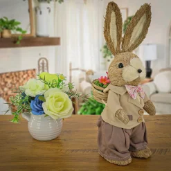National Tree Company 14 in. Dapper Dressed Male Bunny with Floral Bowtie Table Decoration
