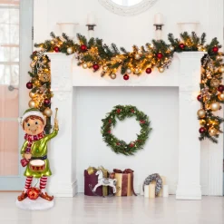 National Tree Company 37 in. Drumming Pixie Elf with Multicolor Lights