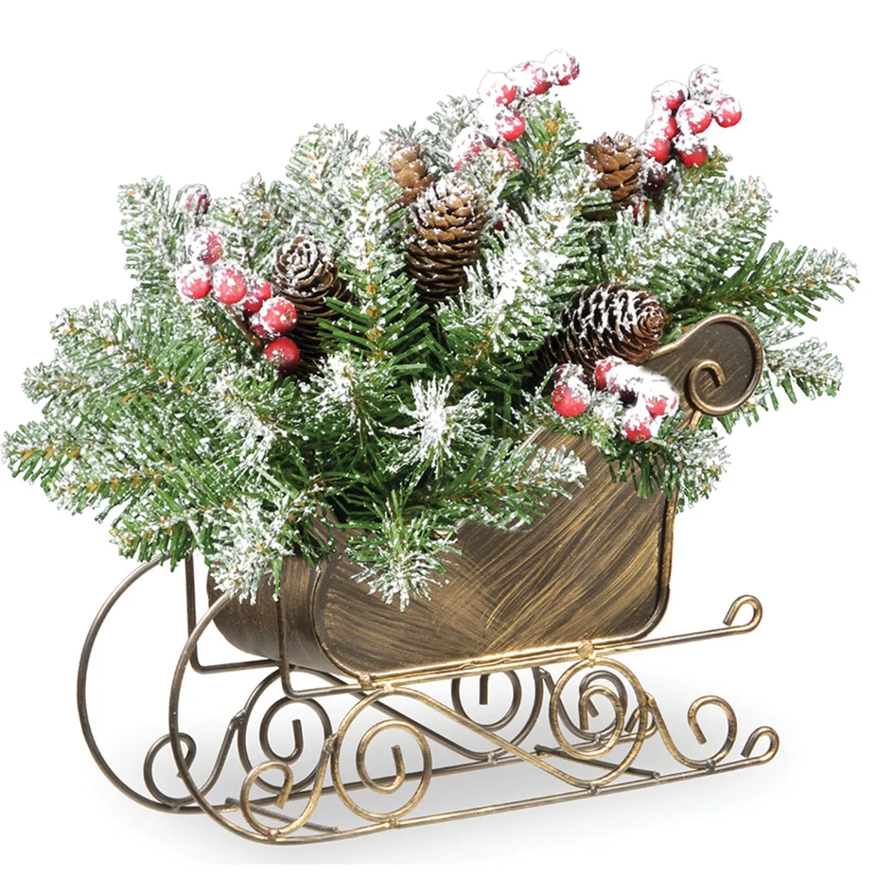 Clearance National Tree Company 10 in. Dunhill Fir Sleigh Centerpiece
