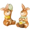 Best National Tree Company 7 in. Easter Bunnies Holding Eggs Table Decoration