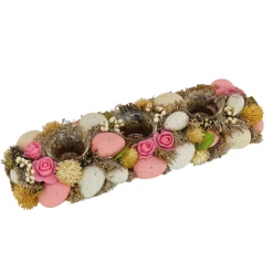 National Tree Company 16 in. Easter Candleholder Table Decoration Decorated with Pastel Eggs and Flower Blooms