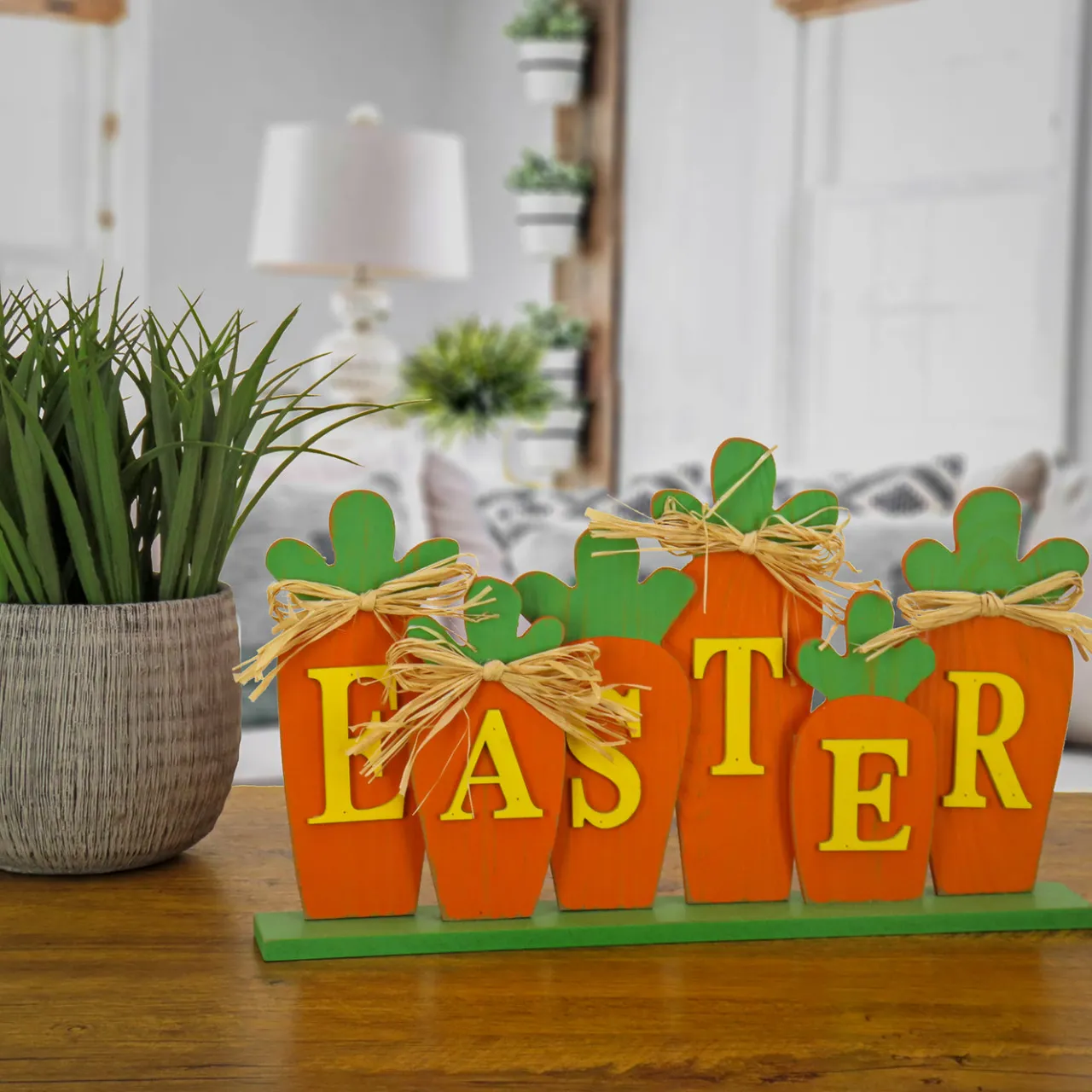 Best National Tree Company 14 in. Easter Carrot Sign Table Decoration
