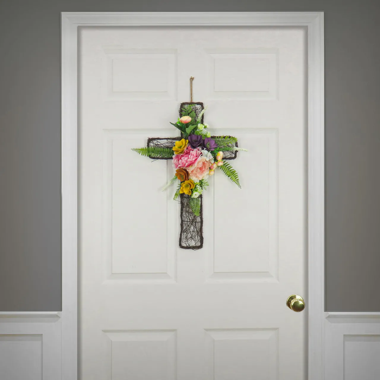 Best National Tree Company 23 in. Easter Floral Cross Decoration